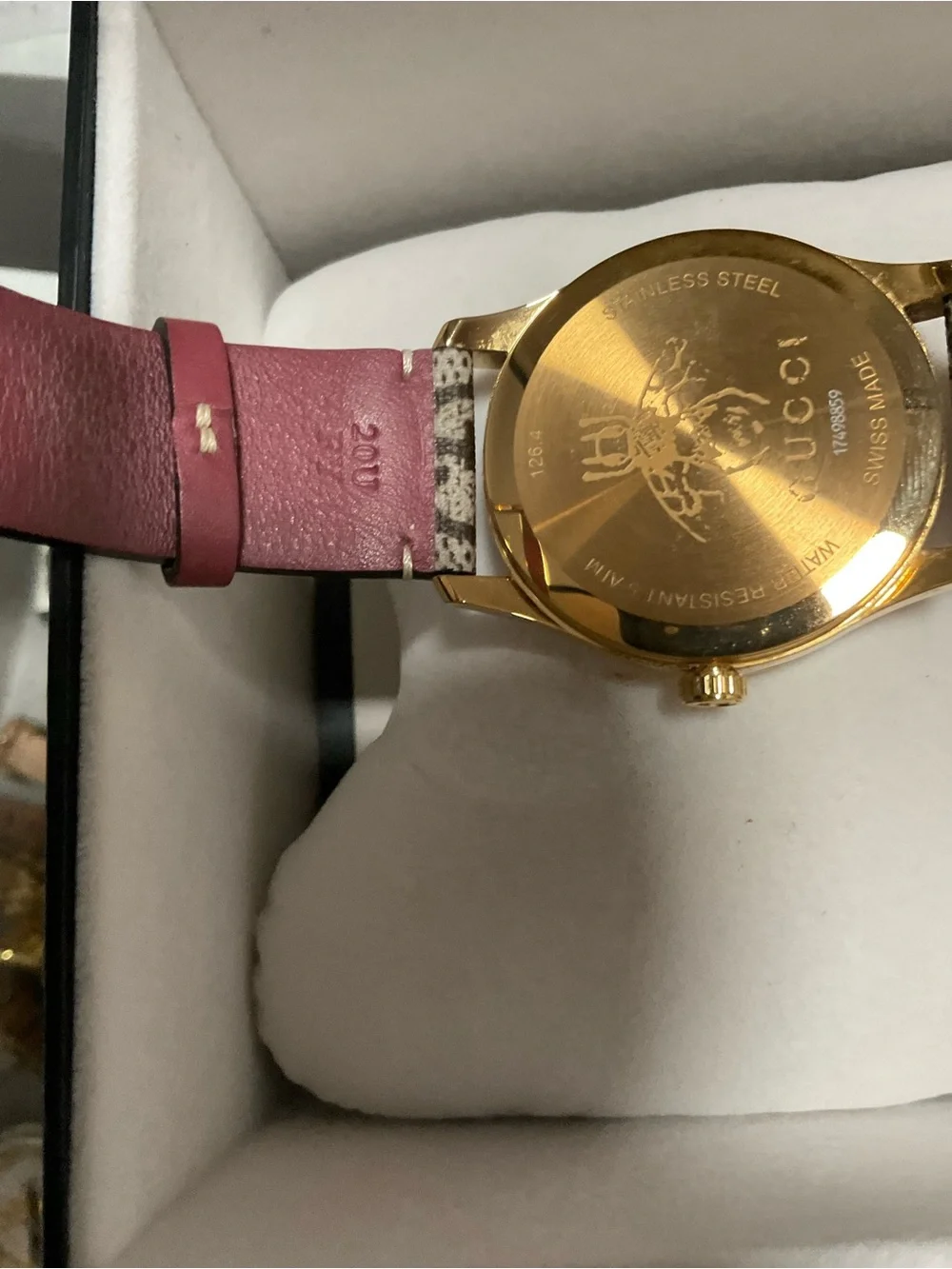 Gucci Gold-Tone Watch with Pink Floral Strap